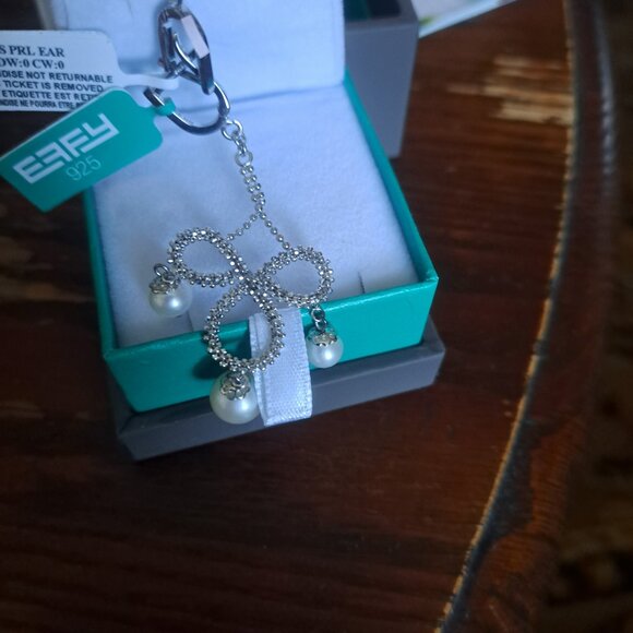 NWT EFFY Sterling silver and pearls earrings - Picture 5 of 7